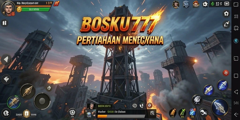 Tampilan gameplay seru Tower Defense di BOSKU777.