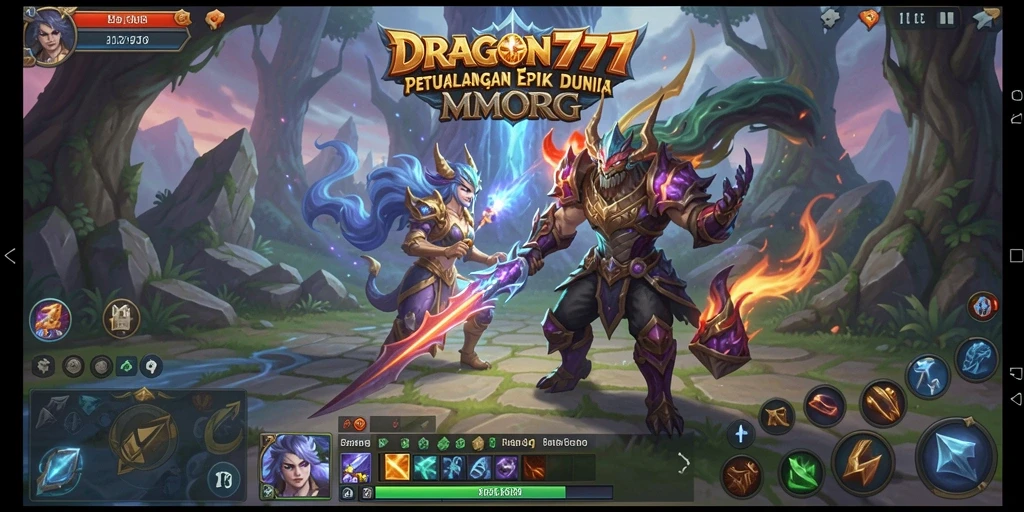 Tampilan screenshot utama DRAGON777 menunjukkan aksi seru dalam game MMORPG.