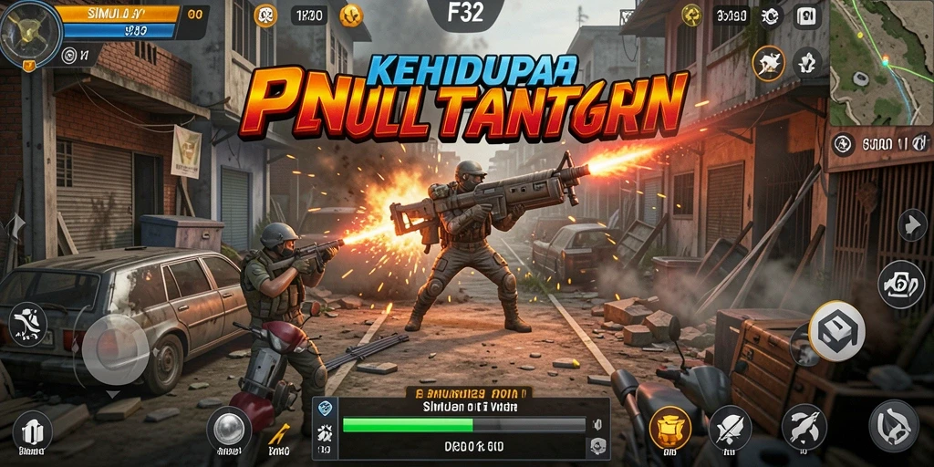 Tampilan gameplay F32 dengan interaksi karakter yang dinamis.