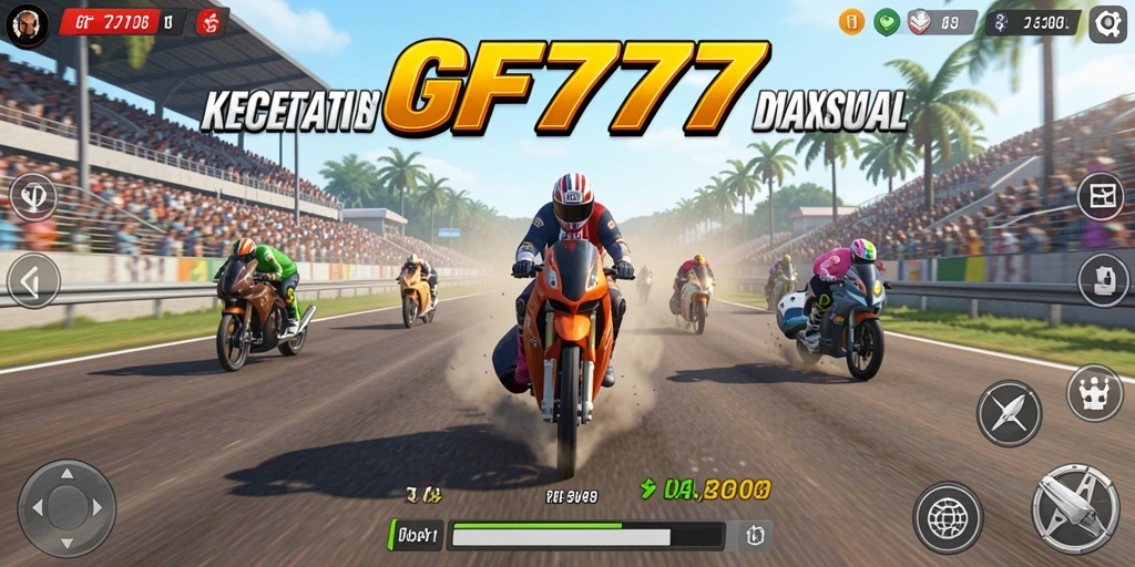 Tampilan gameplay seru dengan kendaraan balap kecepatan tinggi.
