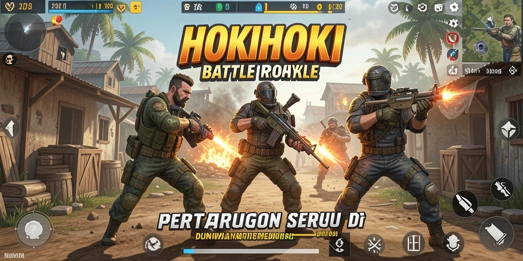 Tampilan seru gameplay HOKIHOKI dalam pertempuran Battle Royale.