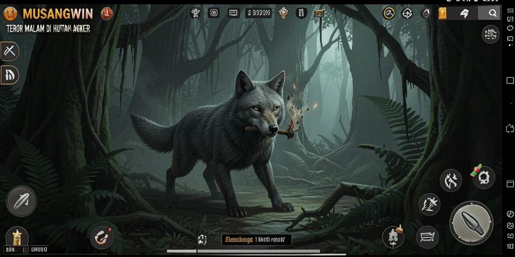 Screenshot menampilkan suasana menyeramkan di dalam hutan angker MUSANGWIN.