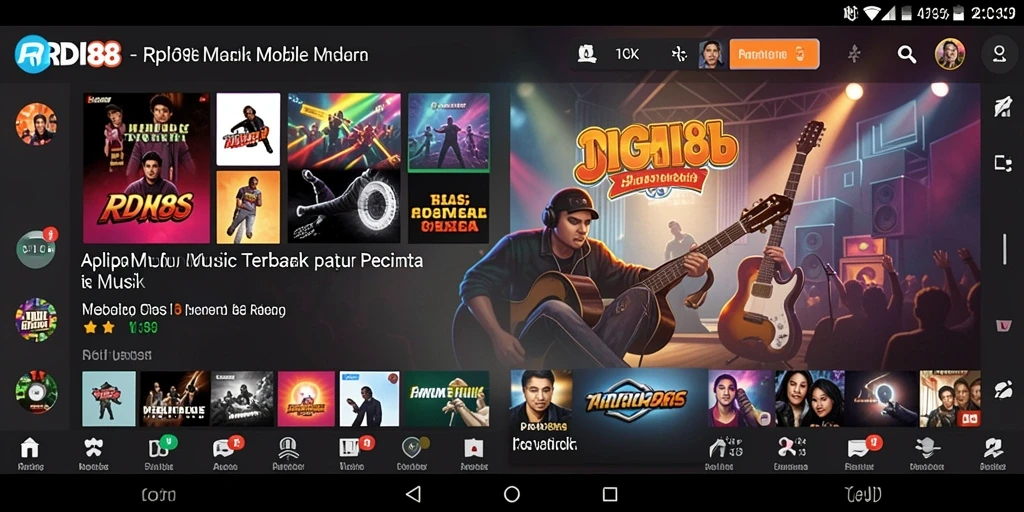 Screenshot RDI88 menampilkan antarmuka aplikasi musik yang menarik.