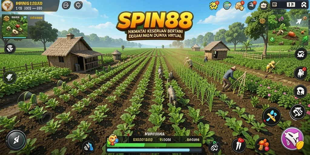 Screenshot gameplay SPIN88 menampilkan aktivitas bertani yang seru.