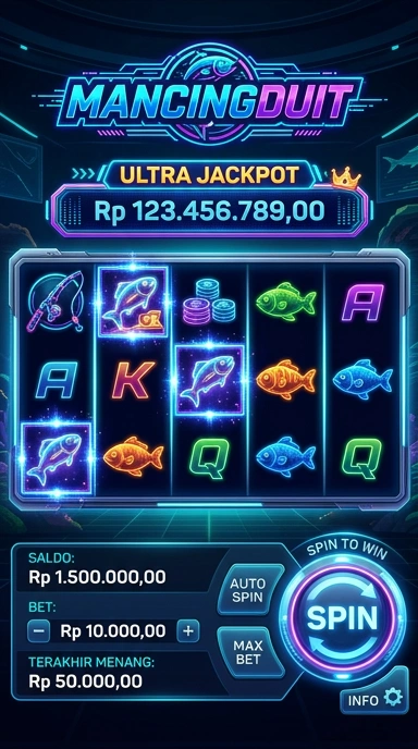 Tampilan utama aplikasi mancingduit dengan berbagai fitur menarik.